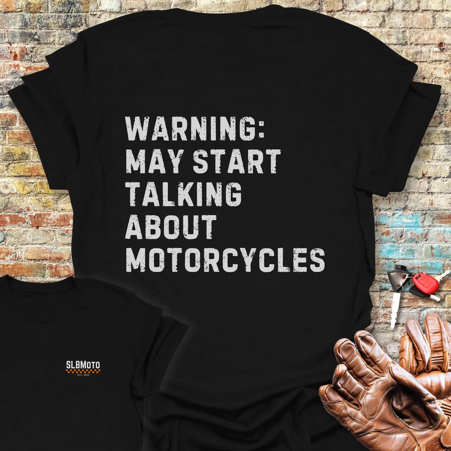 Warning (Text) Back Print T-Shirt - Black
