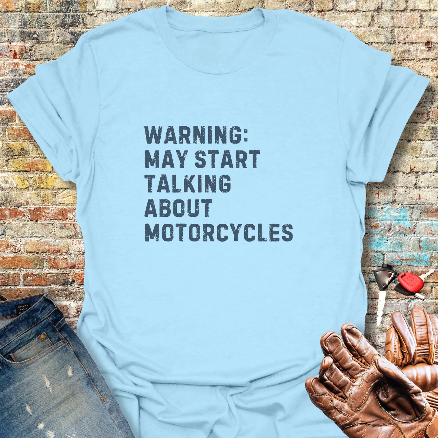 Warning (Text) T-Shirt - Light Blue