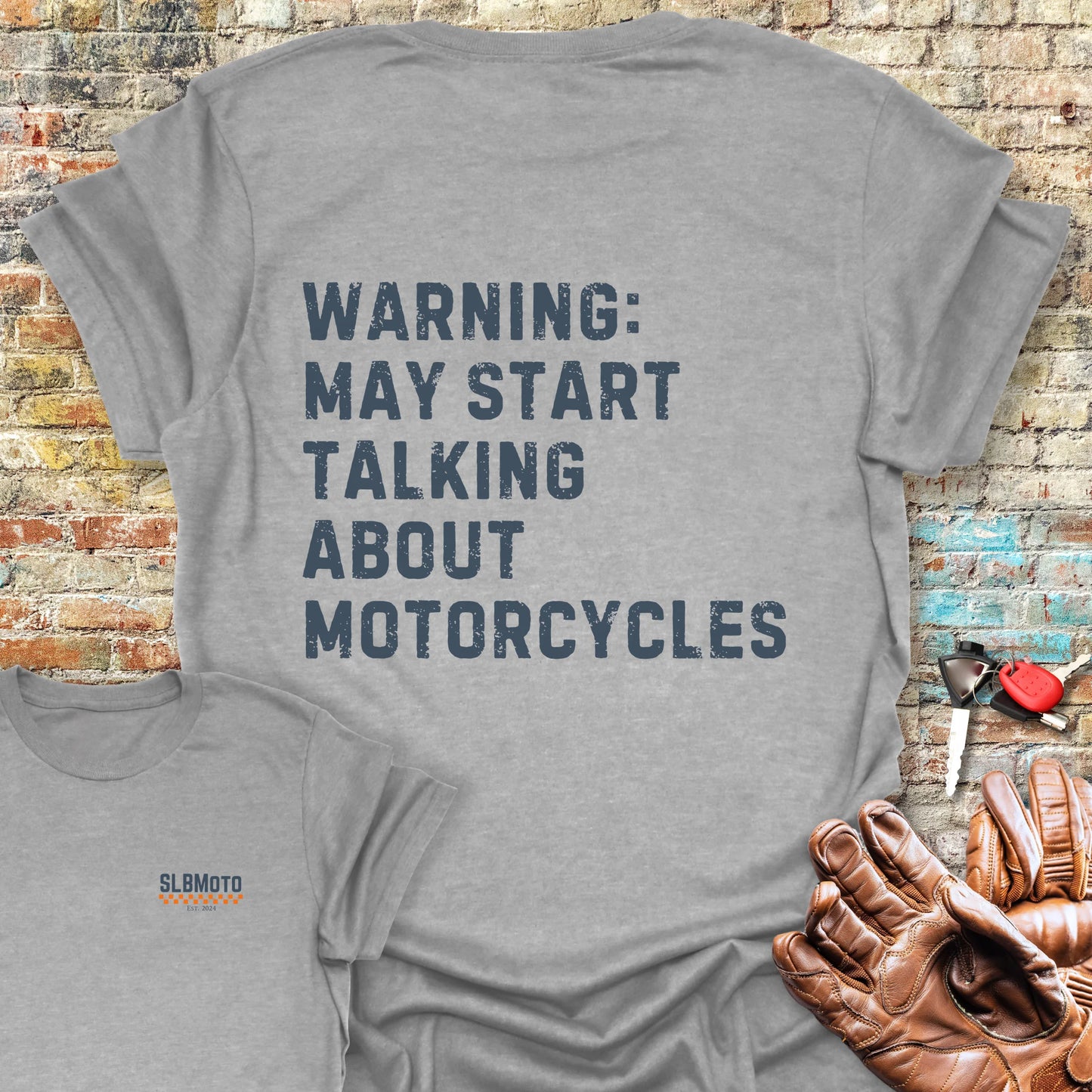 Warning (Text) Back Print T-Shirt - Sport Grey