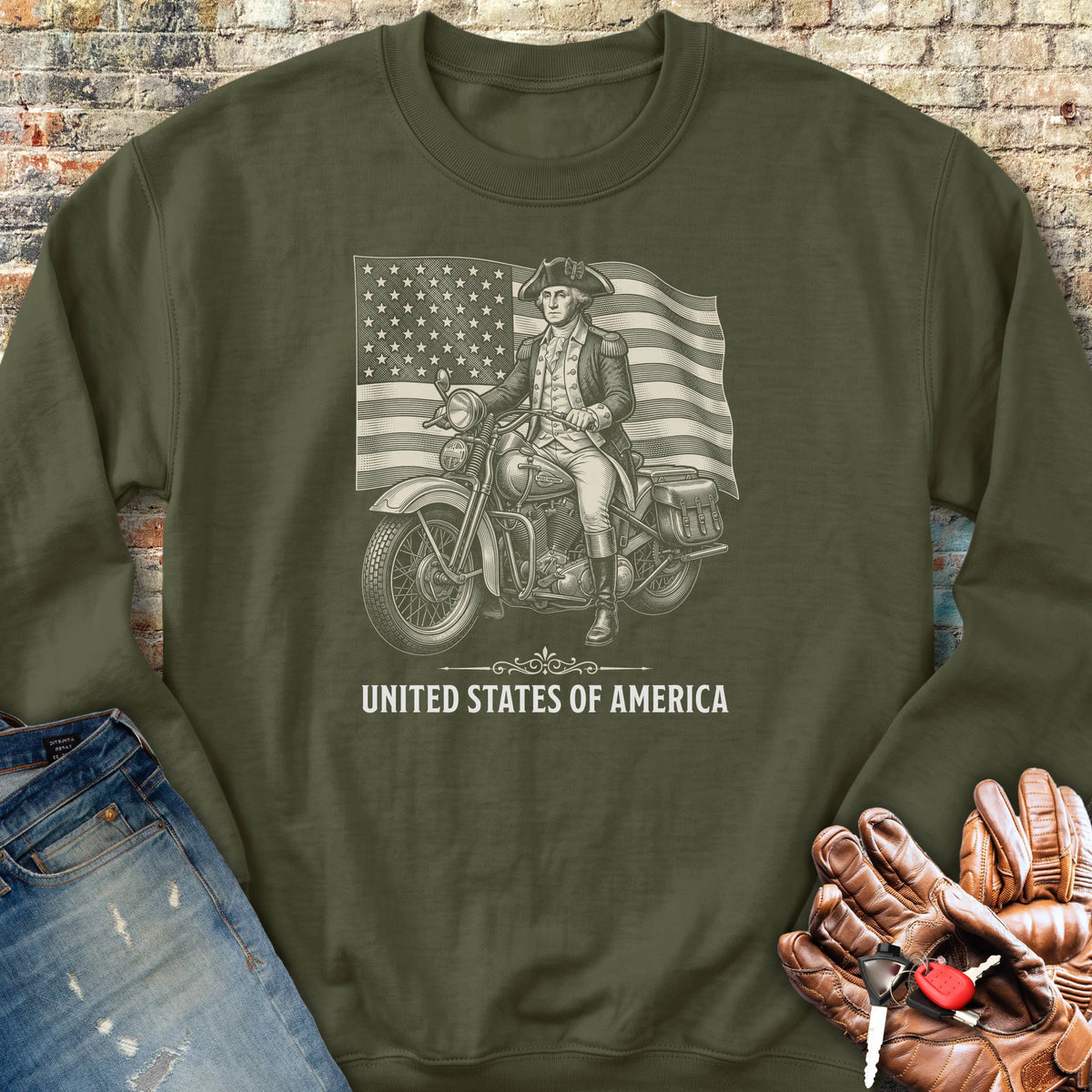 Washington Flag 250 Sweatshirt - Military Green