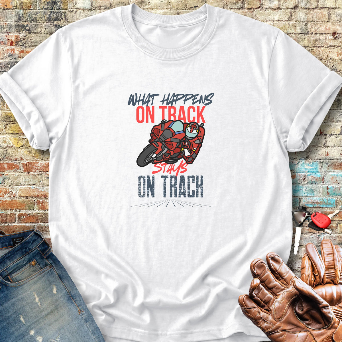 What Happens On Track (Ducati) Classic T-Shirt - White