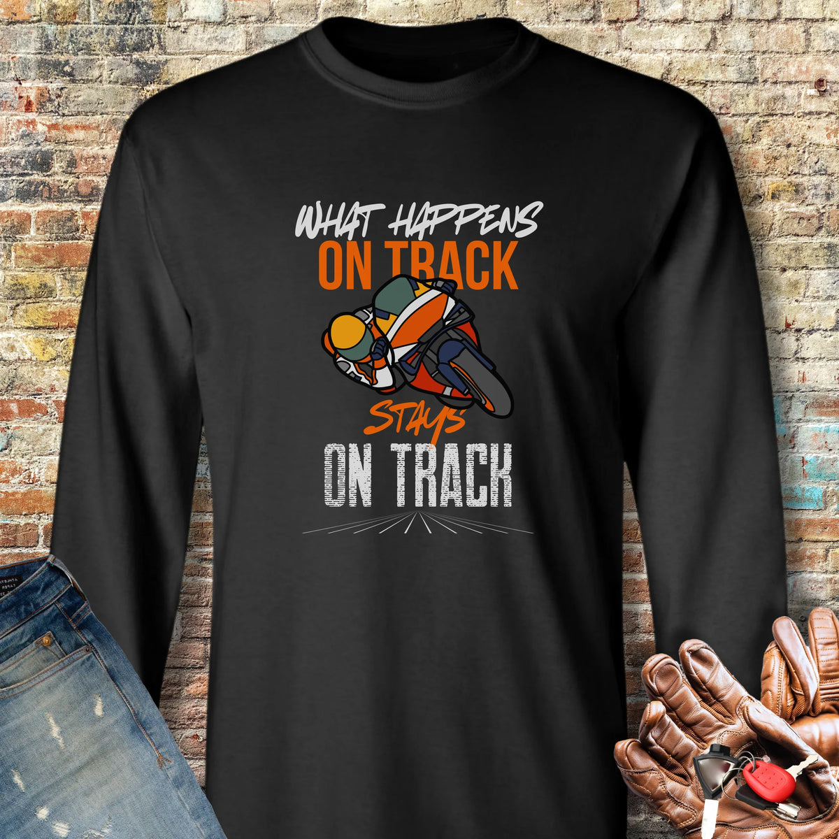 What Happens On Track (Honda) Long Sleeve T-Shirt - Black