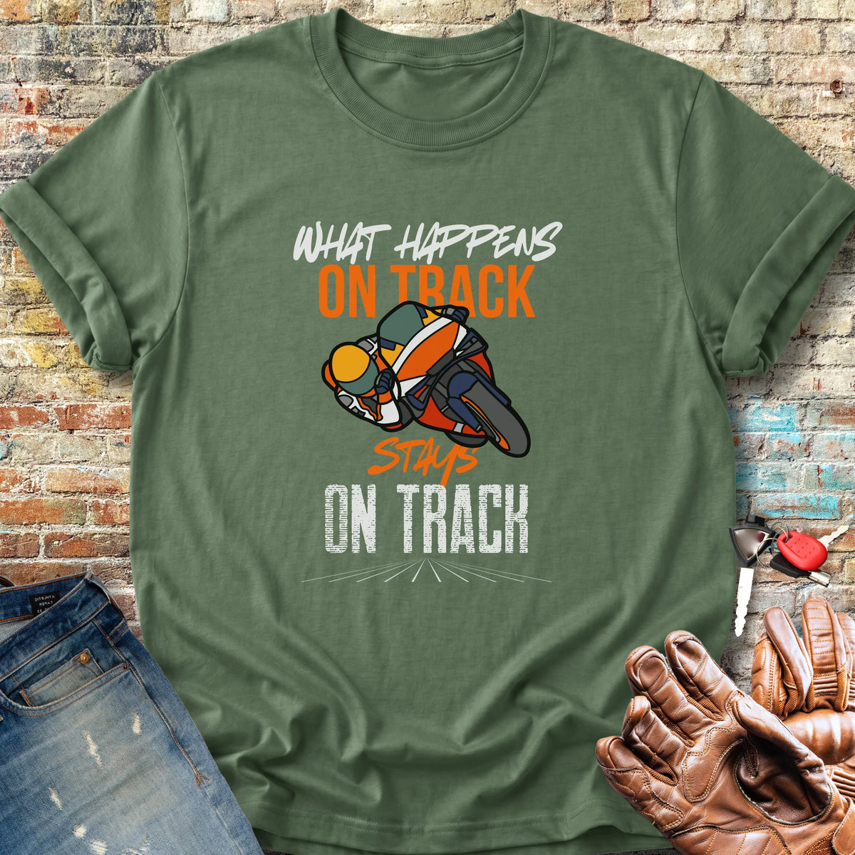 What Happens On Track (Honda) Classic T-Shirt - Military Green