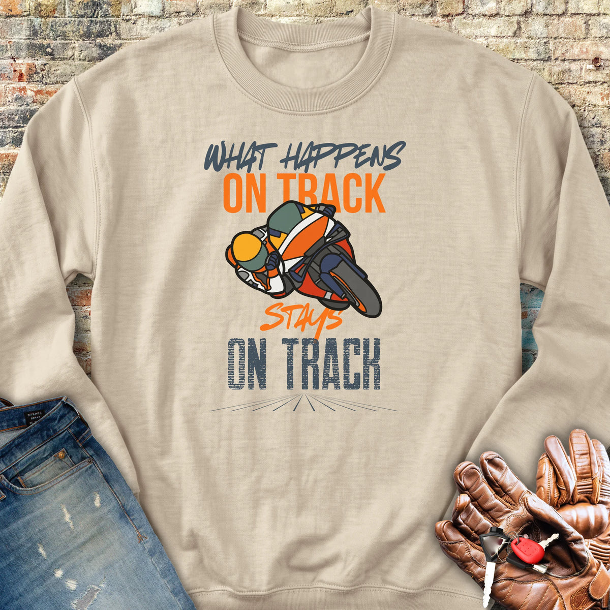 What Happens On Track (Honda) Sweatshirt - Sand