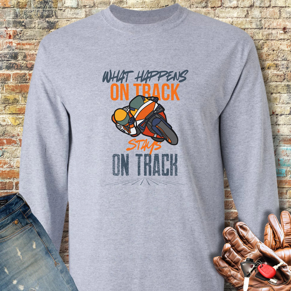 What Happens On Track (Honda) Long Sleeve T-Shirt - Sport Grey