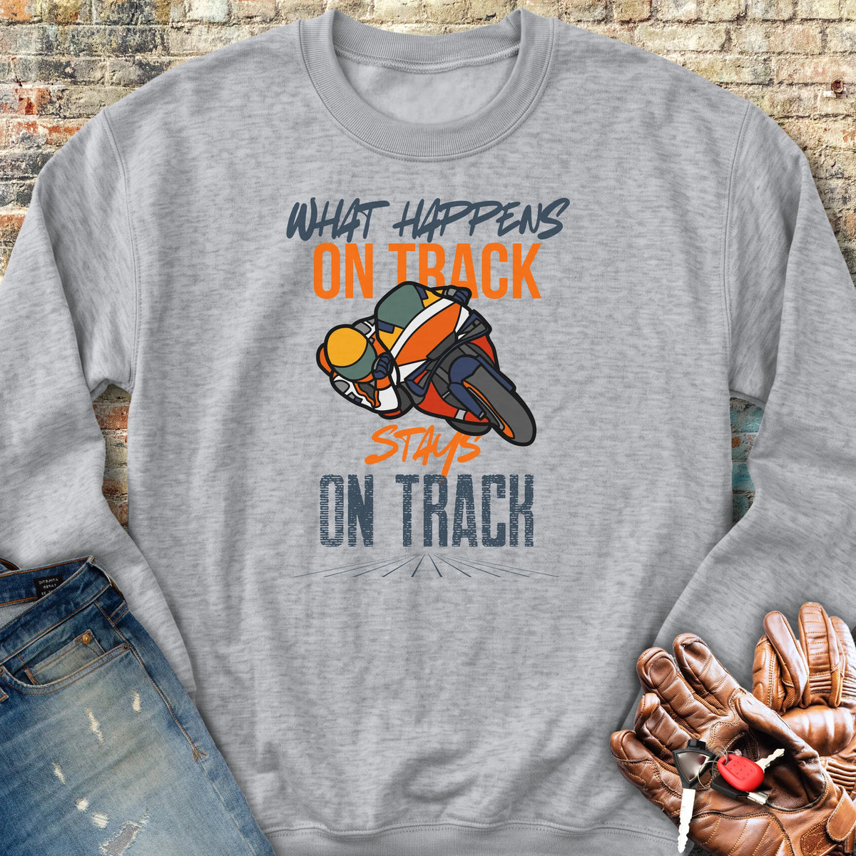 What Happens On Track (Honda) Sweatshirt - Sport Grey
