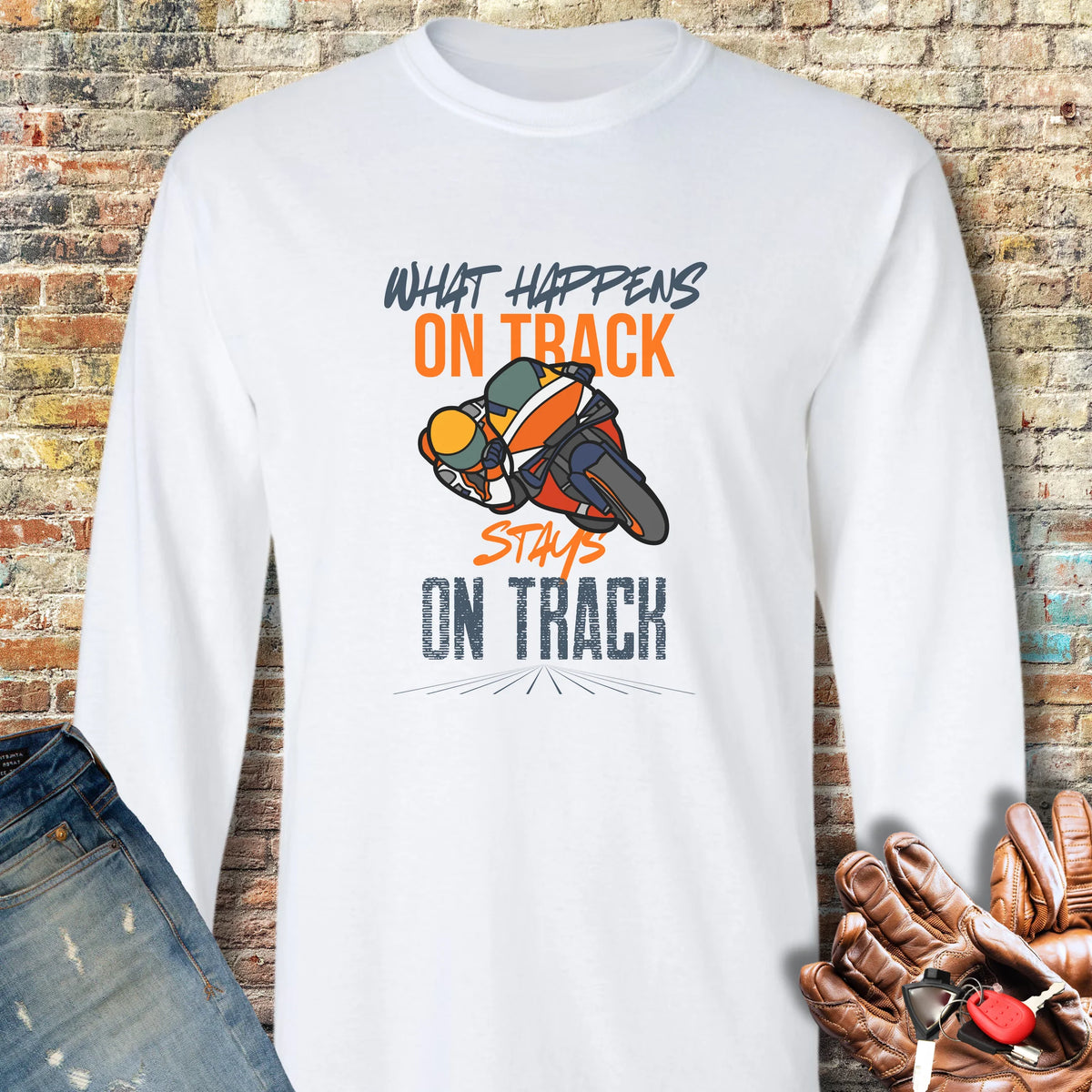 What Happens On Track (Honda) Long Sleeve T-Shirt - White