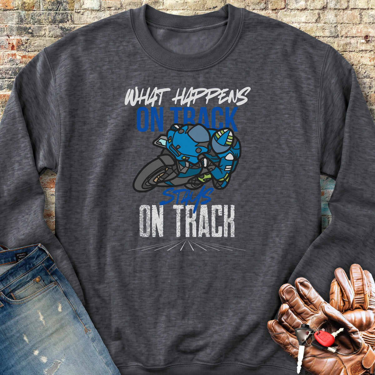 What Happens On Track (Yamaha) Sweatshirt - Dark Heather