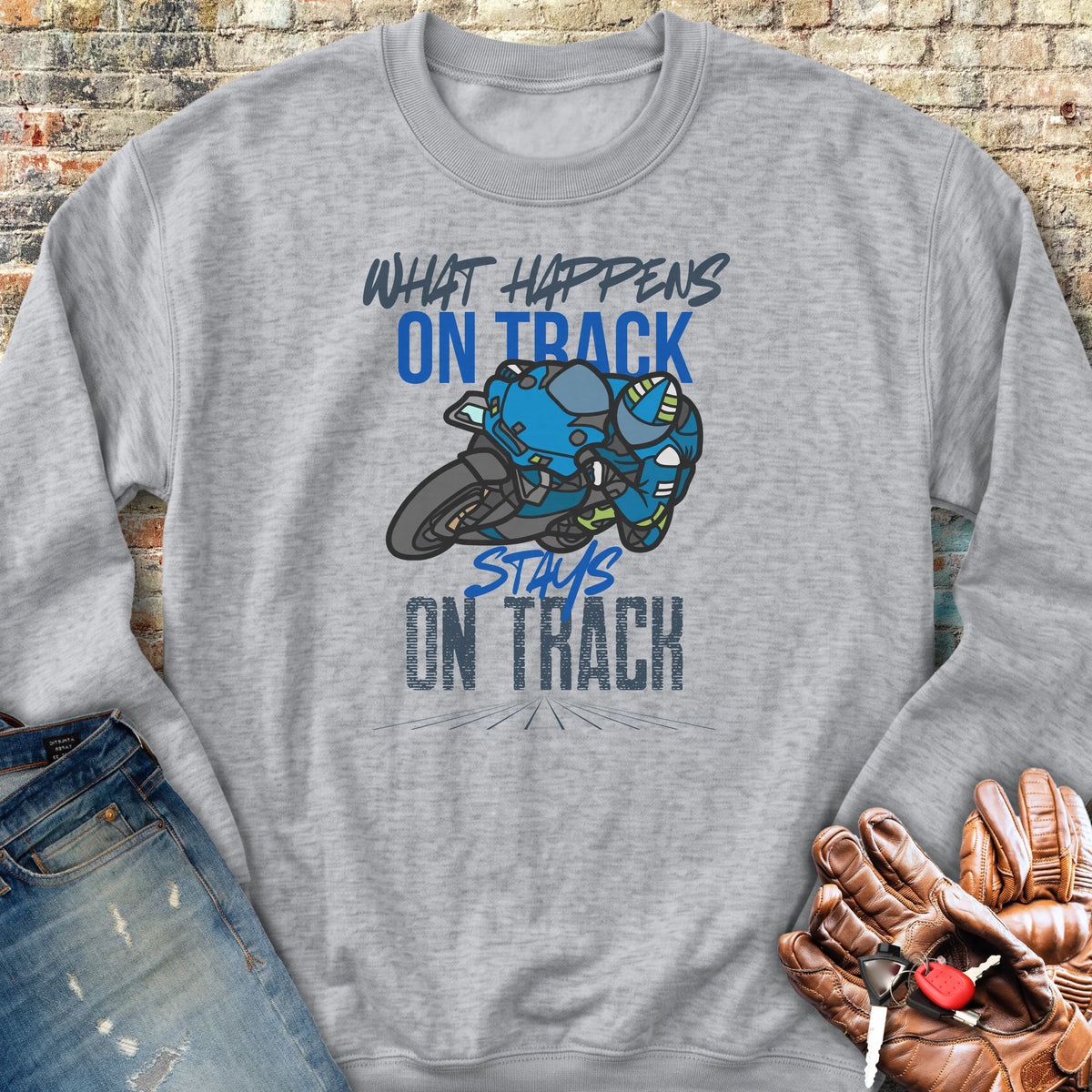 What Happens On Track (Yamaha) Sweatshirt - Sport Grey
