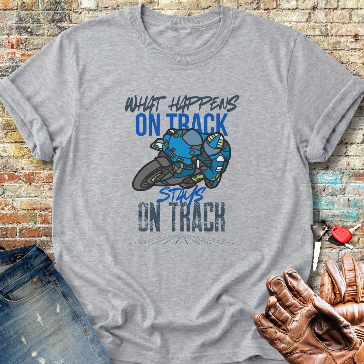 What Happens On Track (Yamaha) Classic T-Shirt - Sport Grey