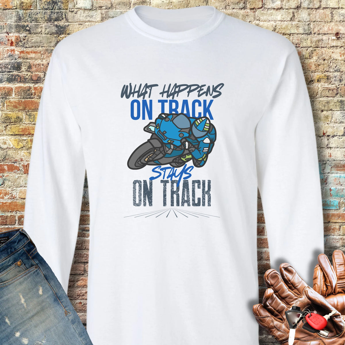 What Happens On Track (Yamaha) Long Sleeve T-Shirt - White