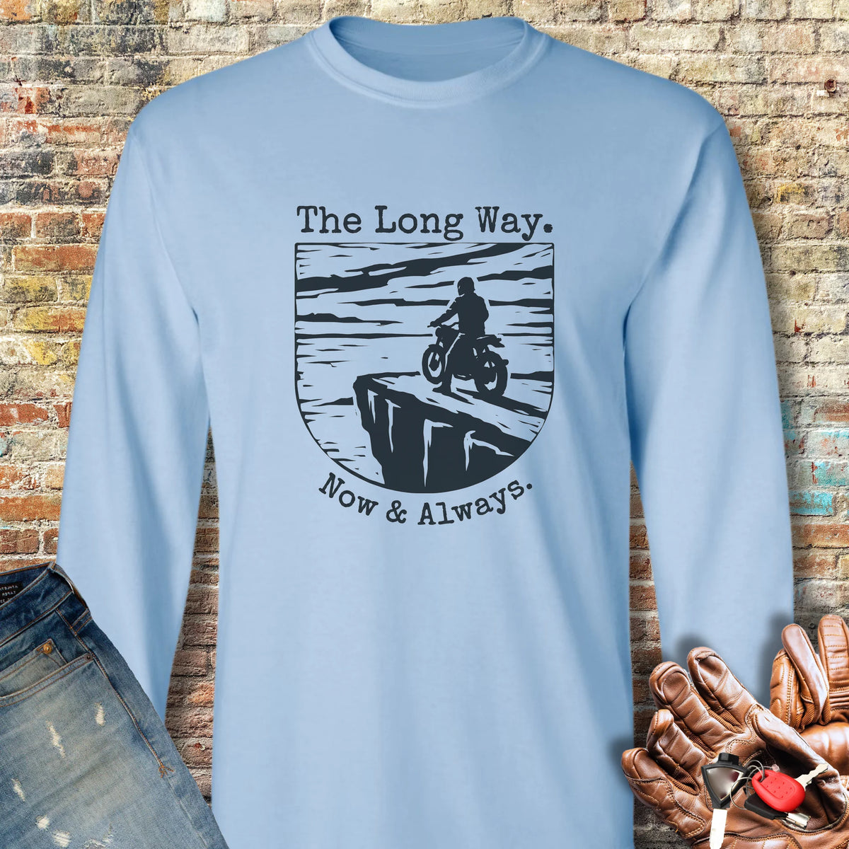 Which Way Long Sleeve T-Shirt - Light Blue