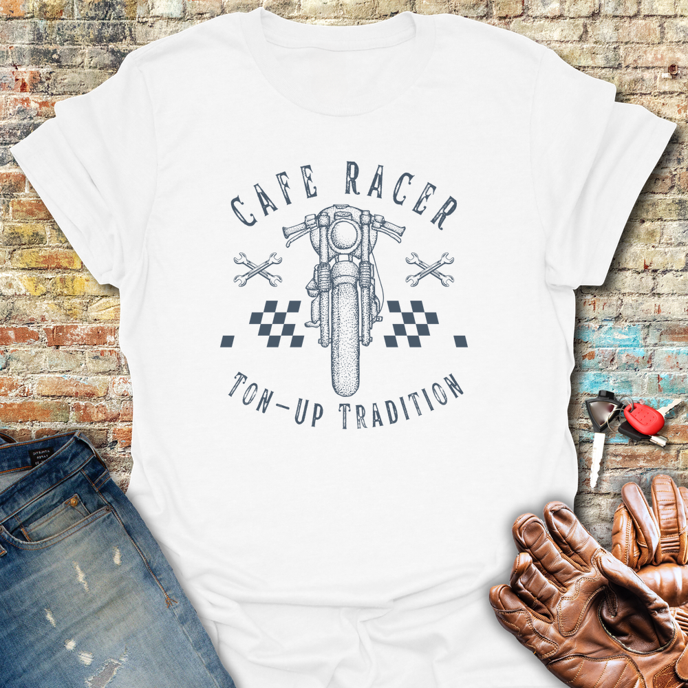 Cafe Racer Ton Up T-Shirt - White