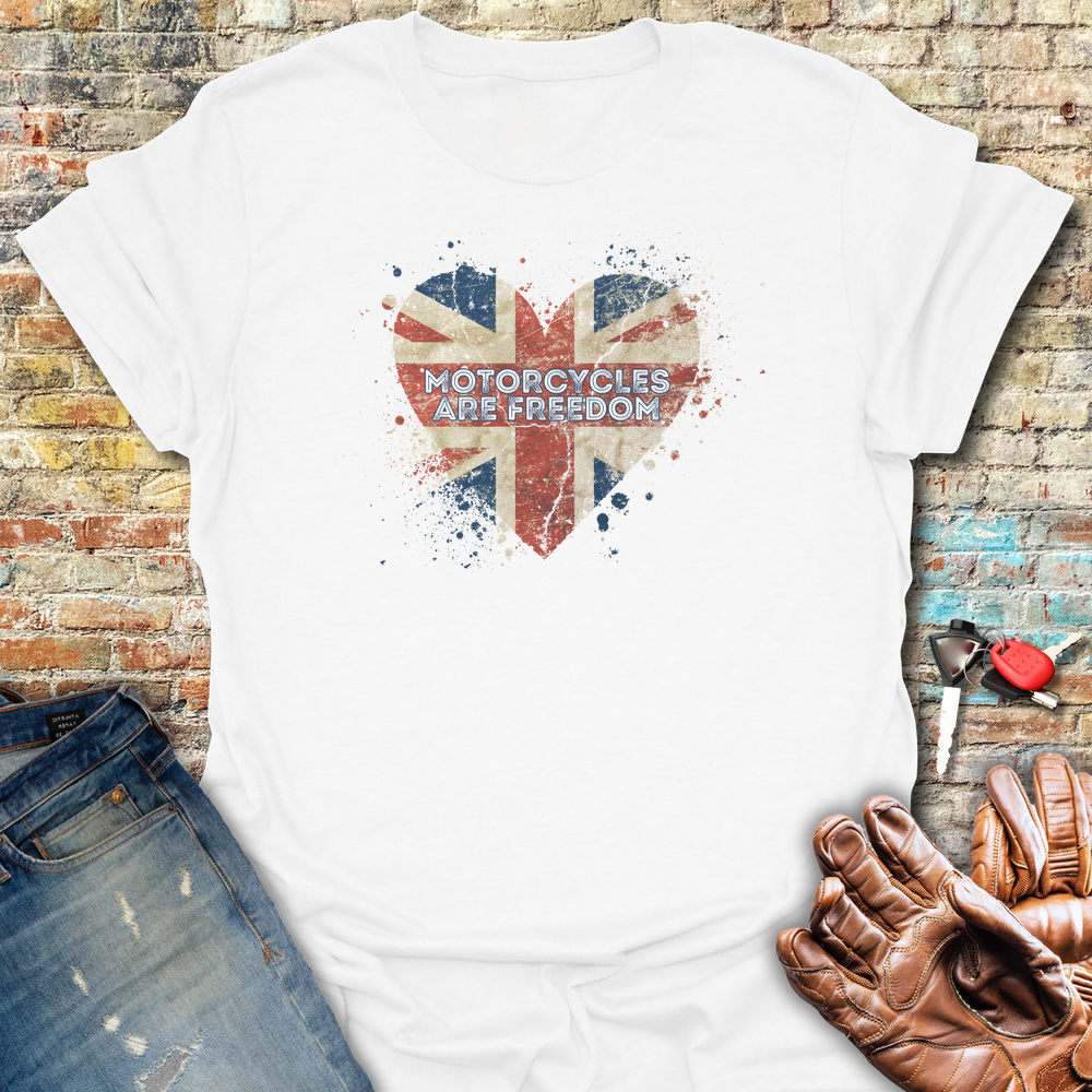 Motorcycles Are Freedom Uk T-Shirt - White