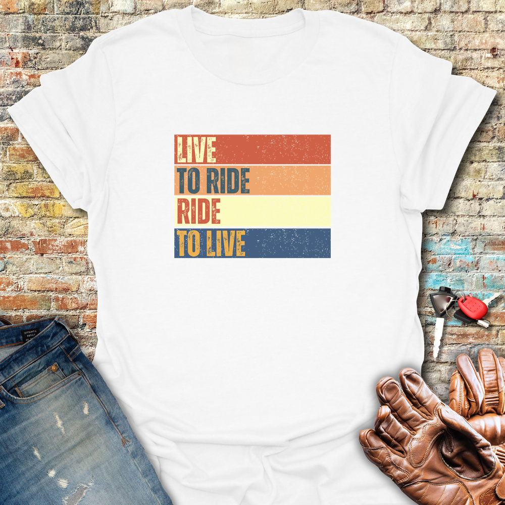 Live To Ride Block T-Shirt - White