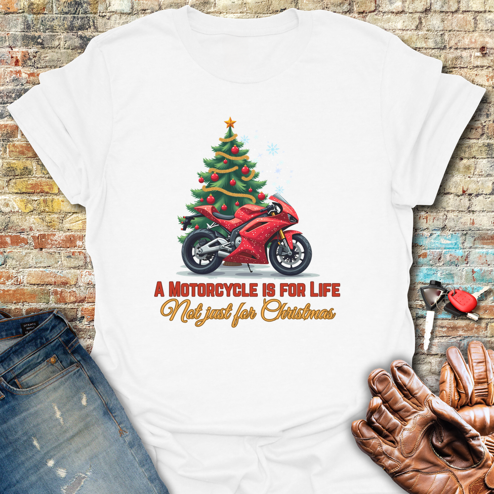 A Motorbike Is For Life Dark Image T-Shirt - White