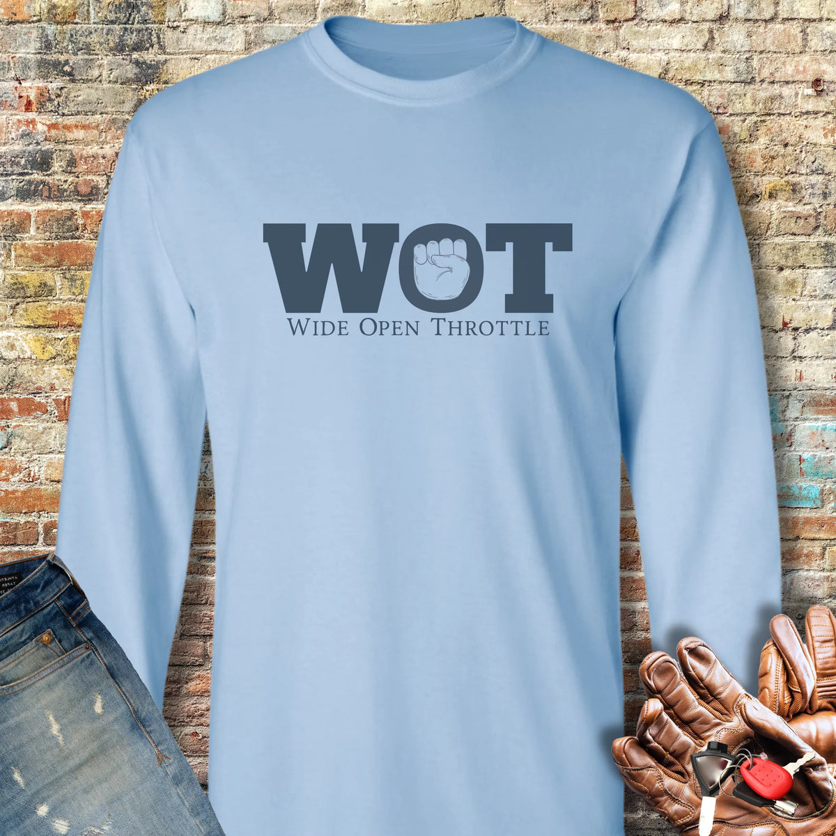 Wide Open Long Sleeve T-Shirt - Light Blue