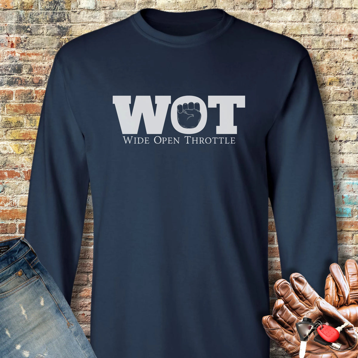 Wide Open Long Sleeve T-Shirt - Navy