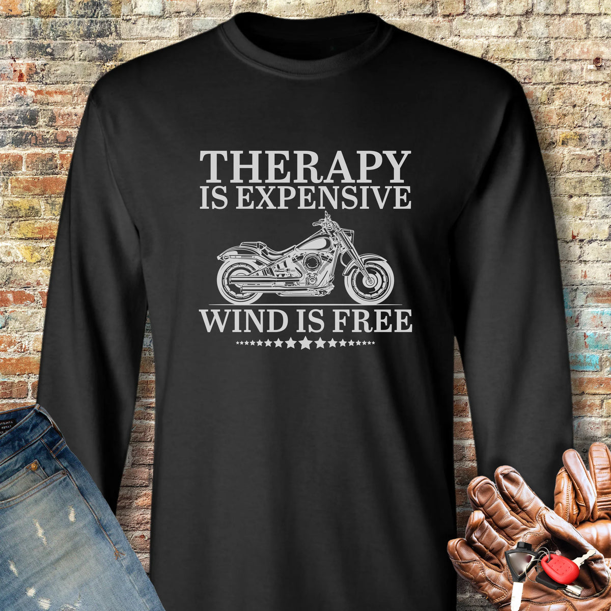 Wind Is Free Long Sleeve T-Shirt - Black