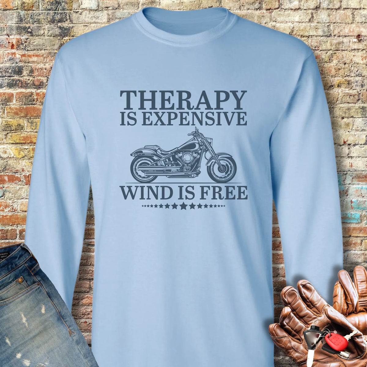 Wind Is Free Long Sleeve T-Shirt - Light Blue
