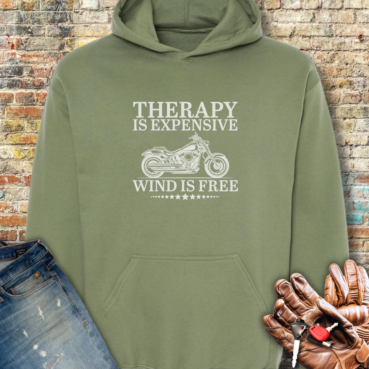 Wind Is Free Hoodie - Military Green