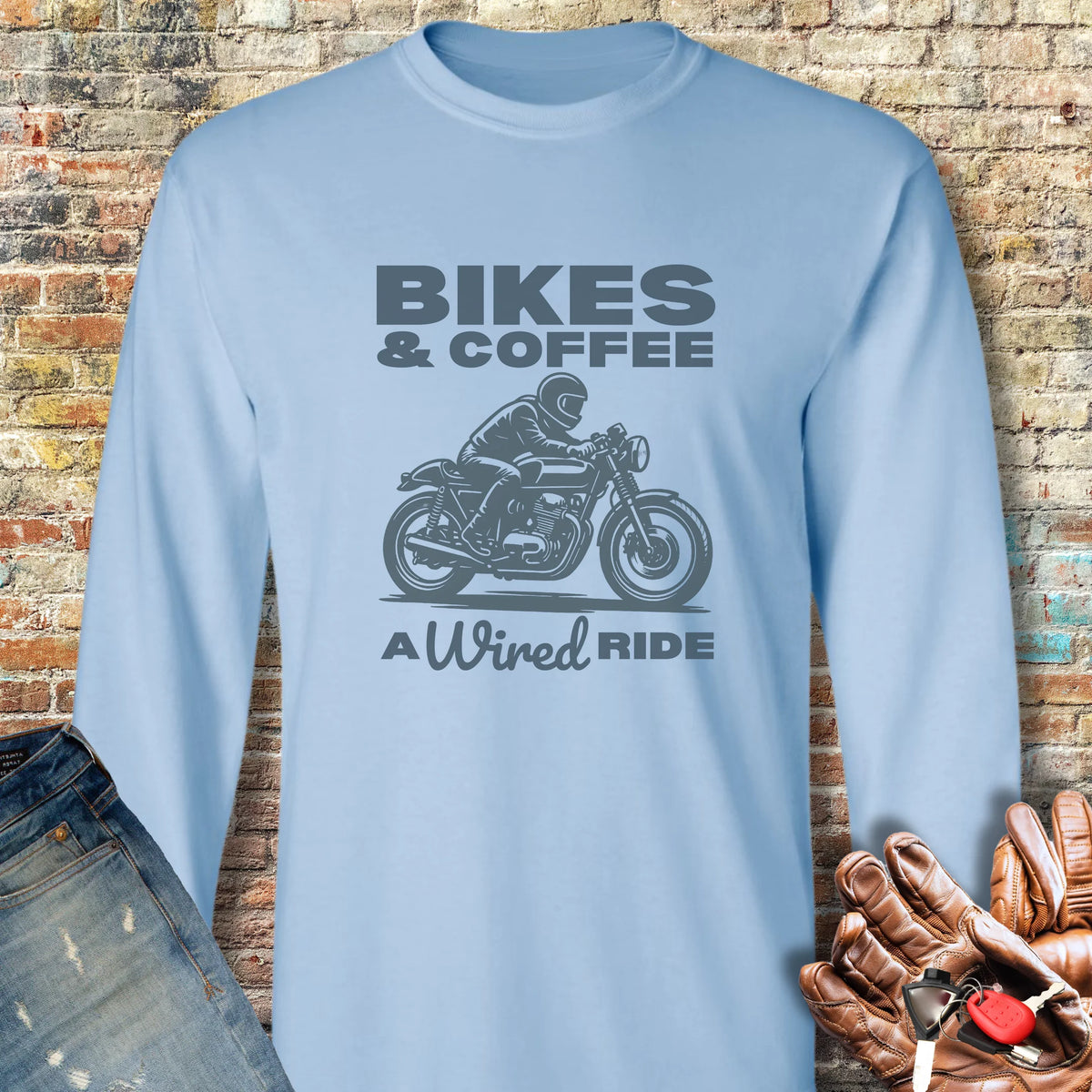 Wired Ride Long Sleeve T-Shirt - Light Blue