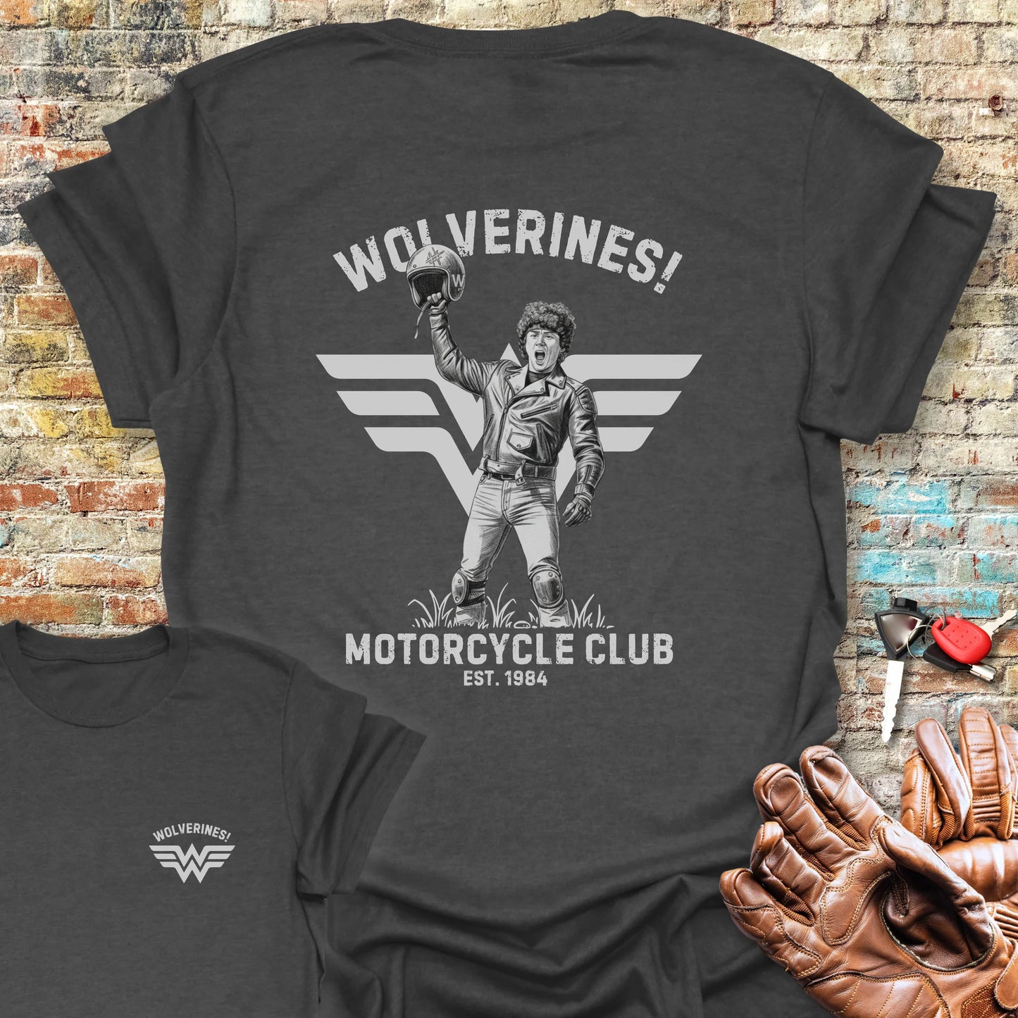 Wolverines! Back Print T-Shirt - Dark Heather