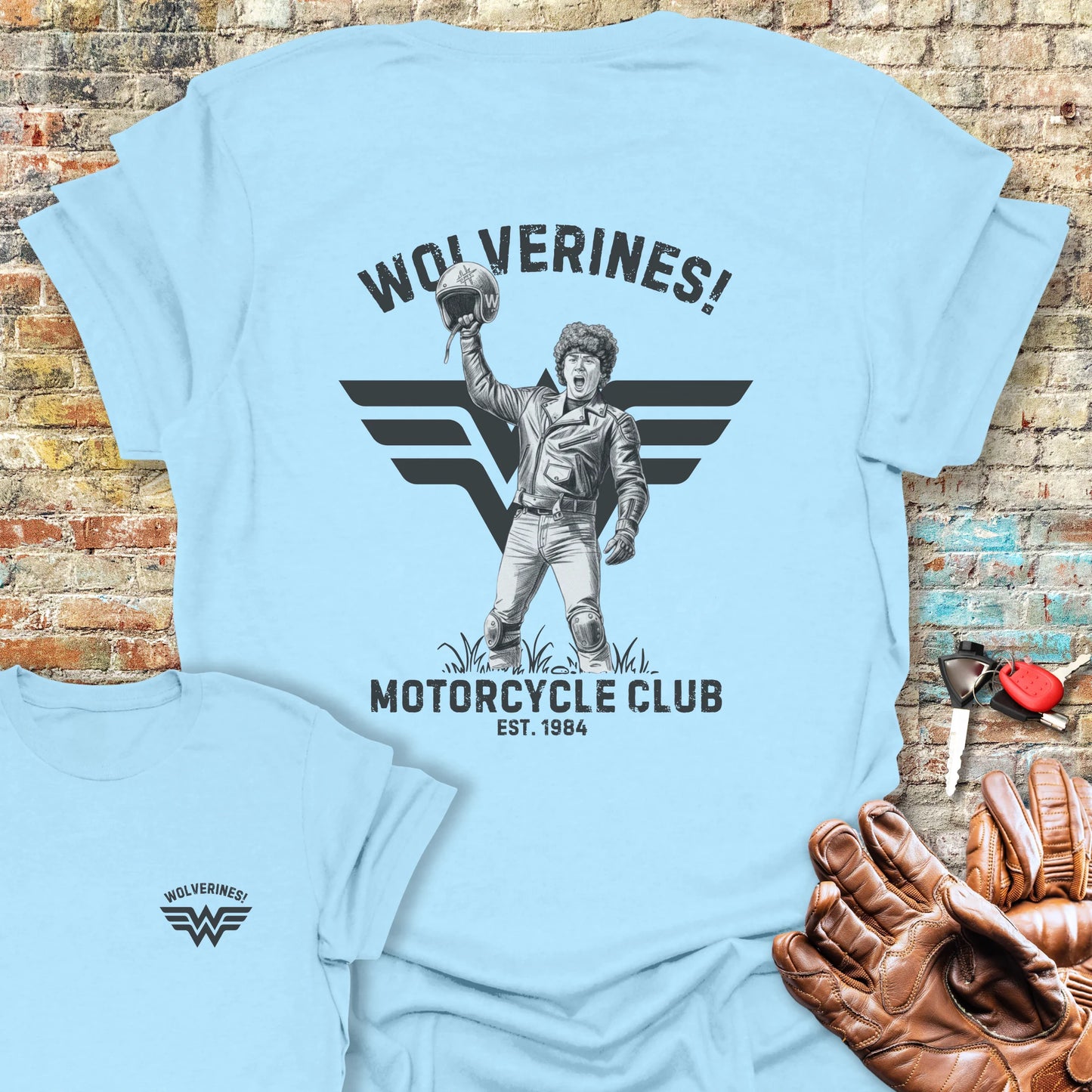 Wolverines! Back Print T-Shirt - Light Blue