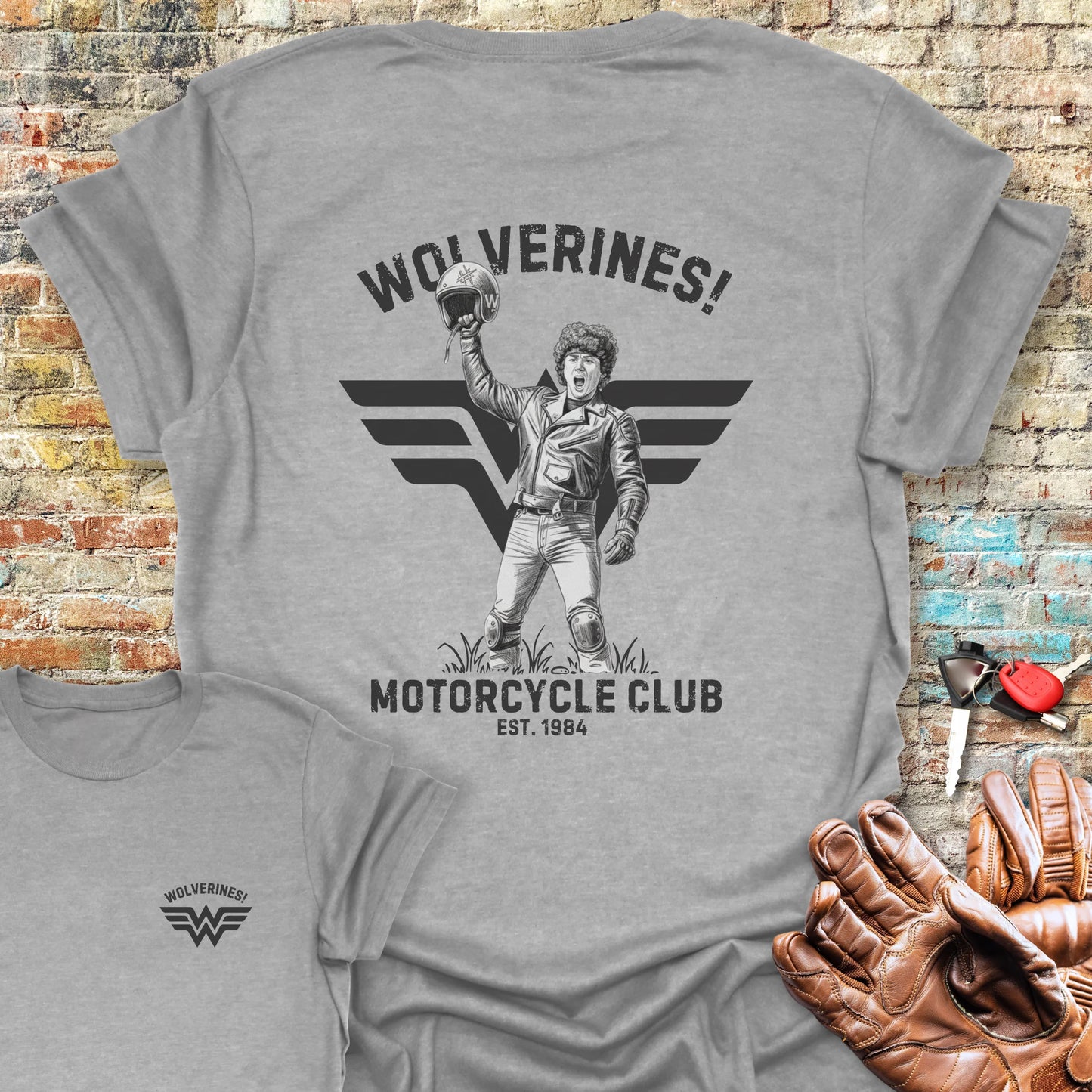Wolverines! Back Print T-Shirt - Sport Grey