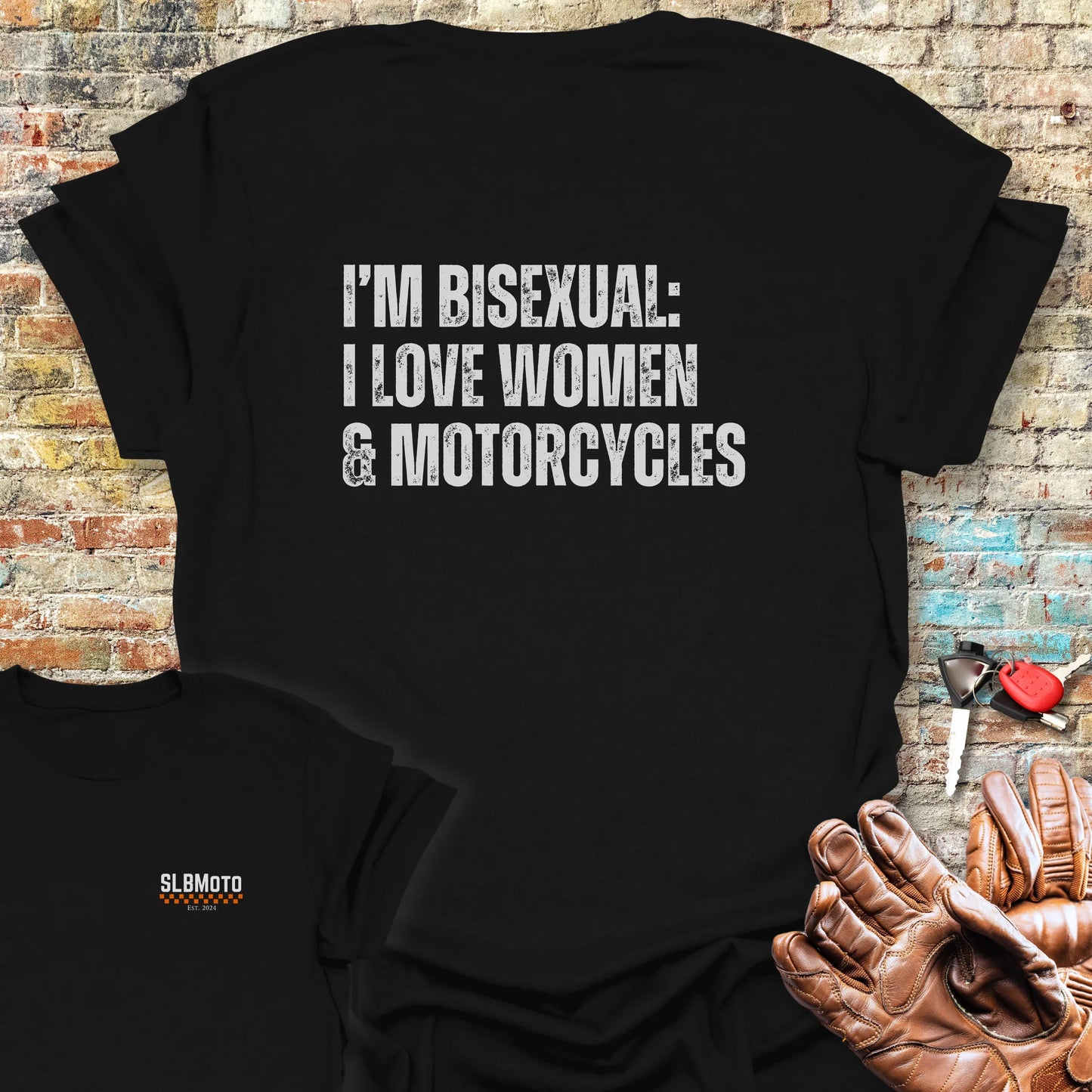Women & Motorcycles Back Print T-Shirt - Black