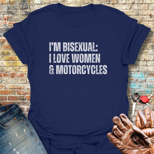 Women & Motorcycles T-Shirt - Navy