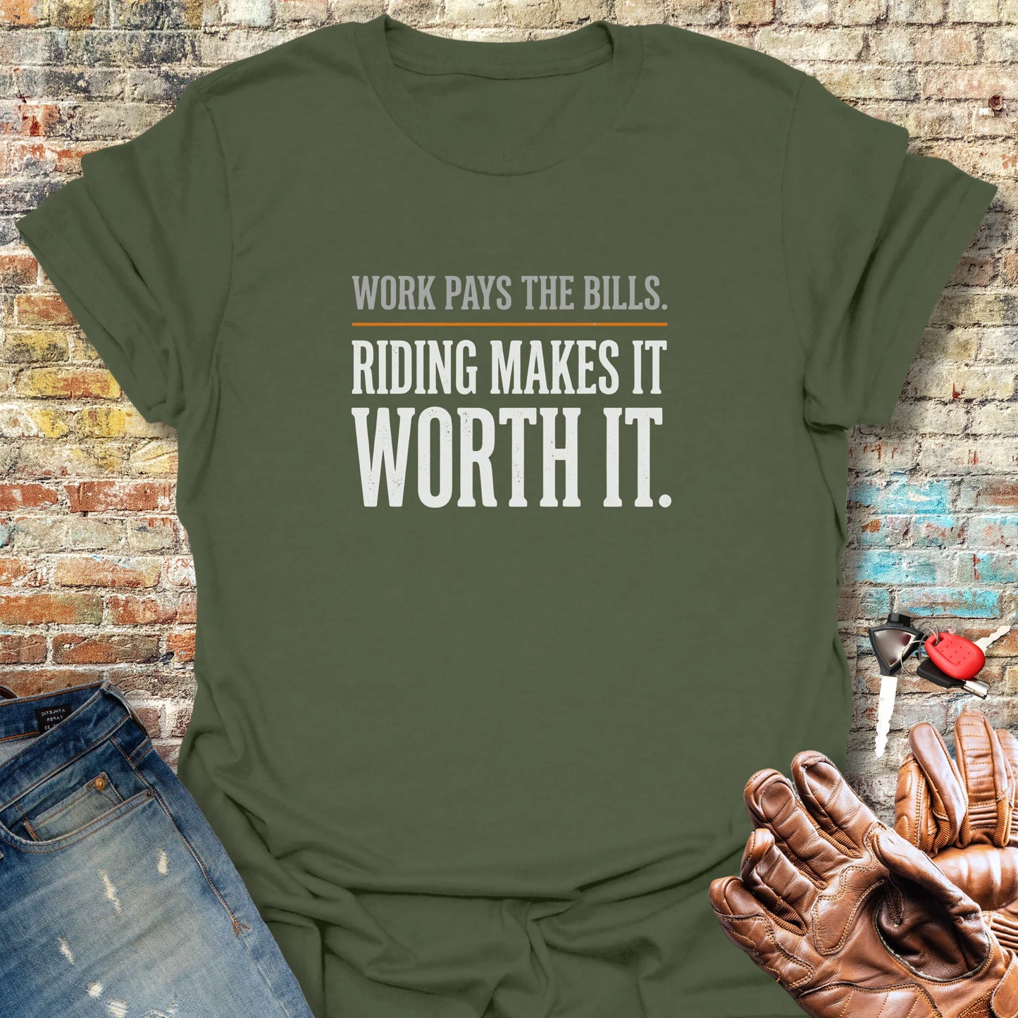 Work Pays T-Shirt - Military Green
