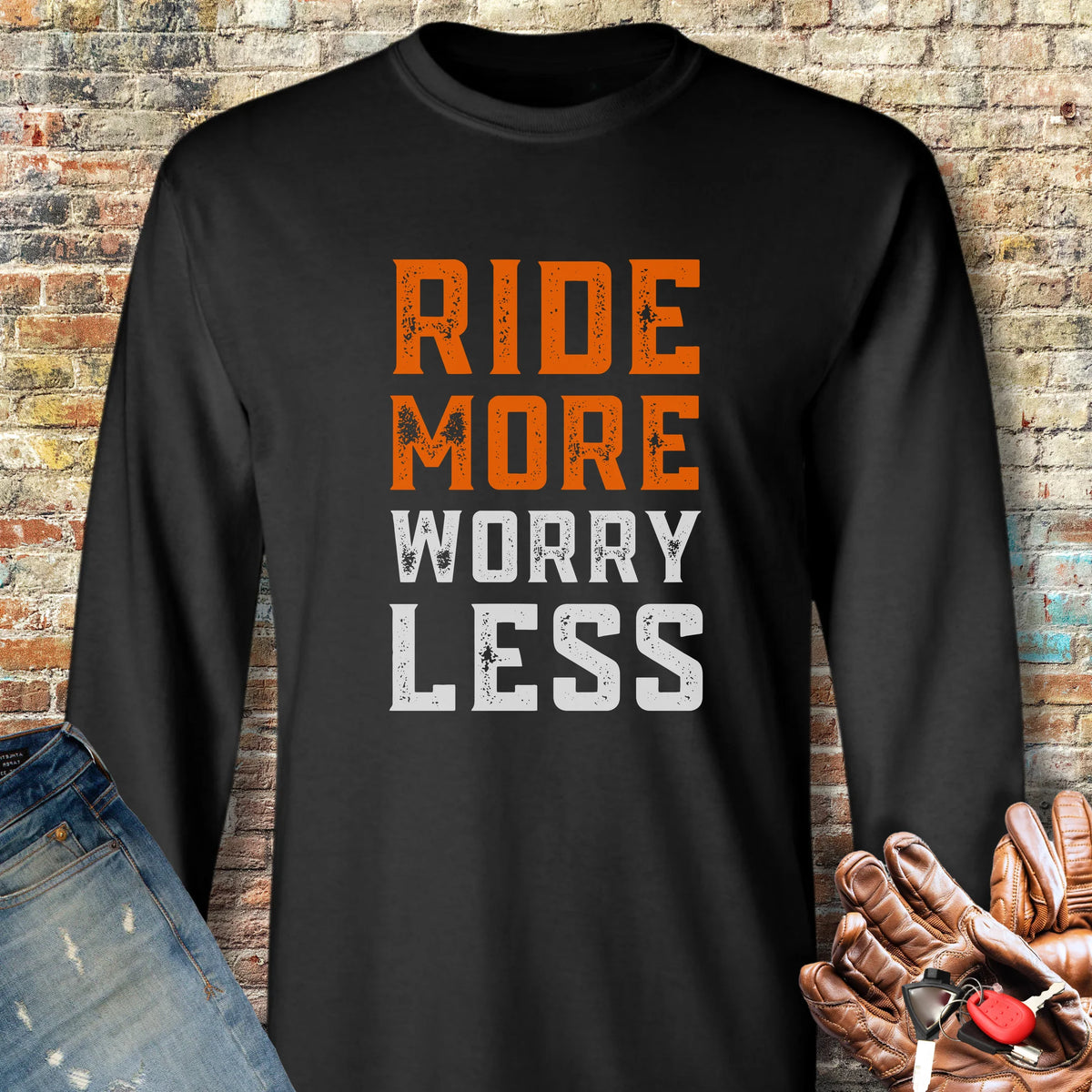 Worry Less Long Sleeve T-Shirt - Black