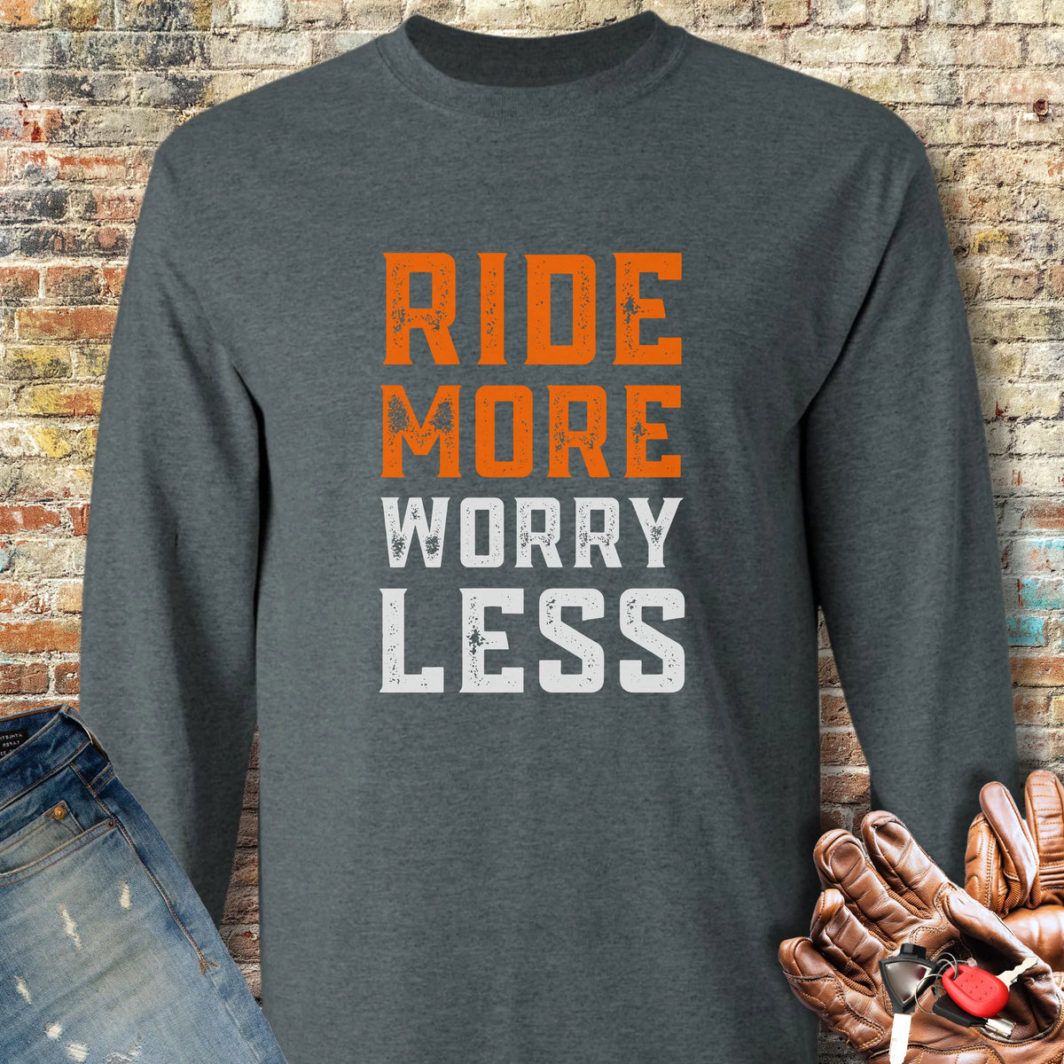 Worry Less Long Sleeve T-Shirt - Dark Heather