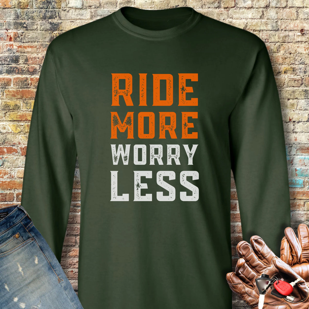 Worry Less Long Sleeve T-Shirt - Forest Green