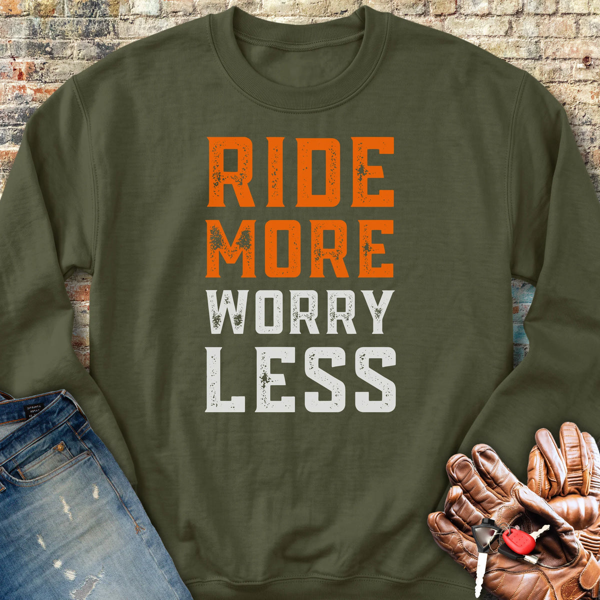 Worry Less Sweatshirt - Military Green