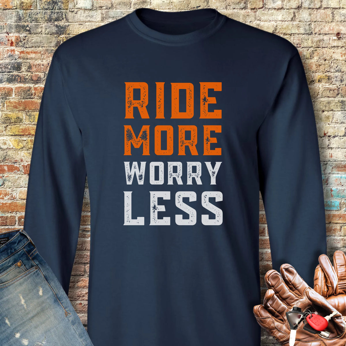 Worry Less Long Sleeve T-Shirt - Navy
