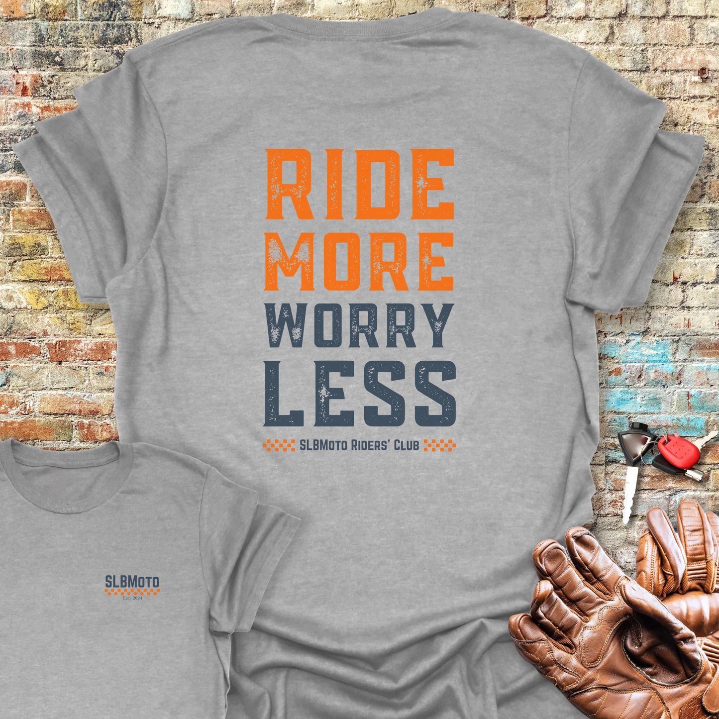 Worry Less Back Print T-Shirt - Sport Grey