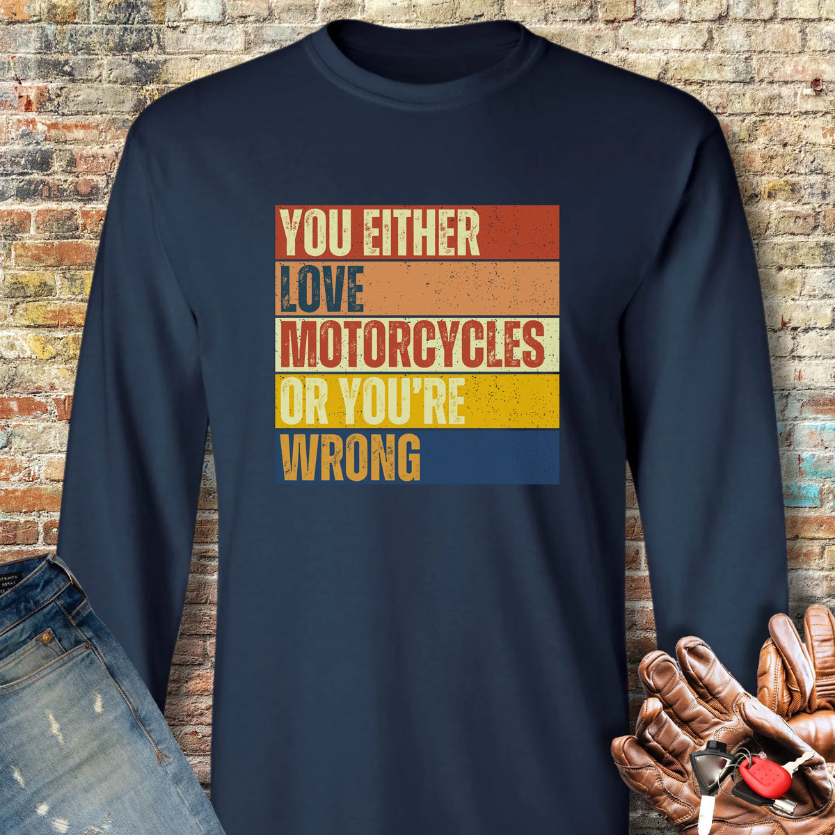 Wrong (Block) Long Sleeve T-Shirt - Navy