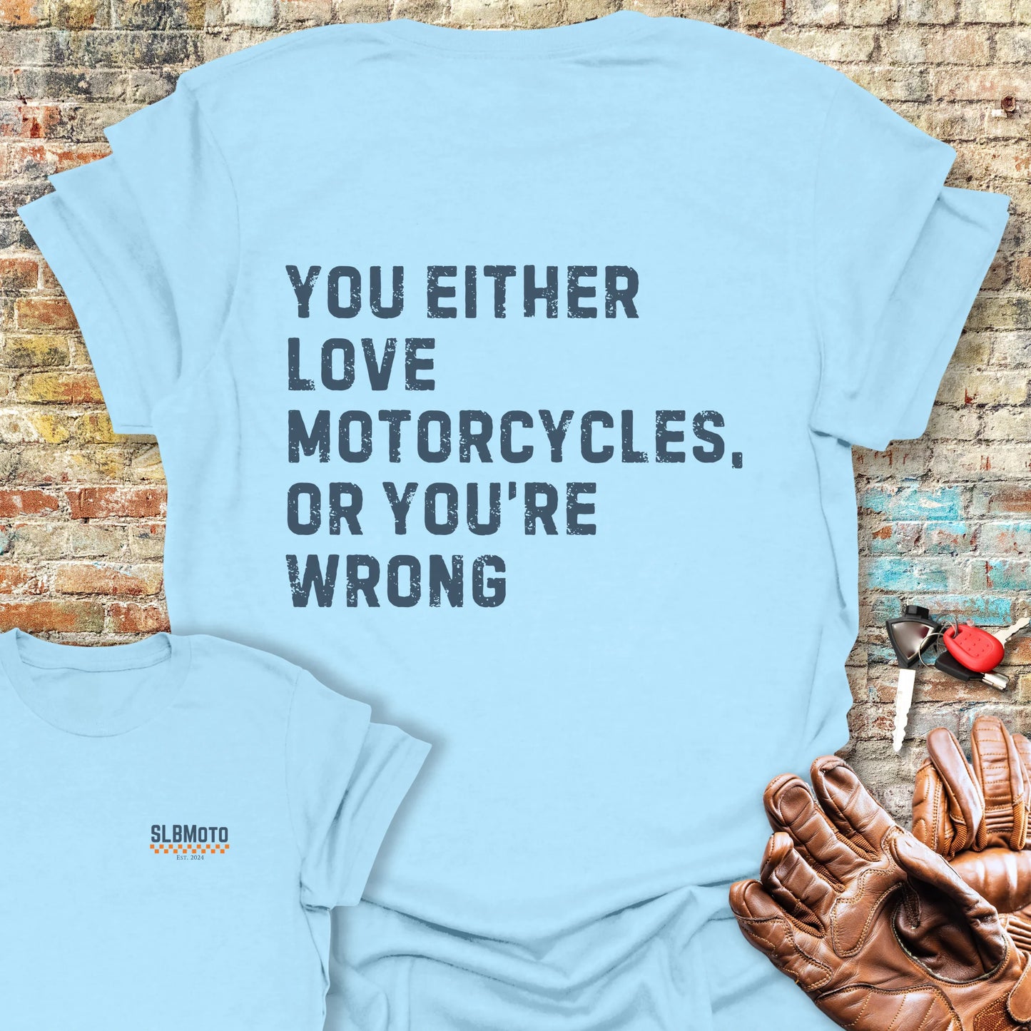 Wrong (Text) Back Print T-Shirt - Light Blue