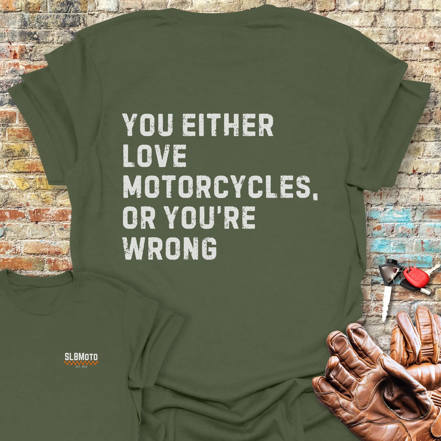 Wrong (Text) Back Print T-Shirt - Military Green