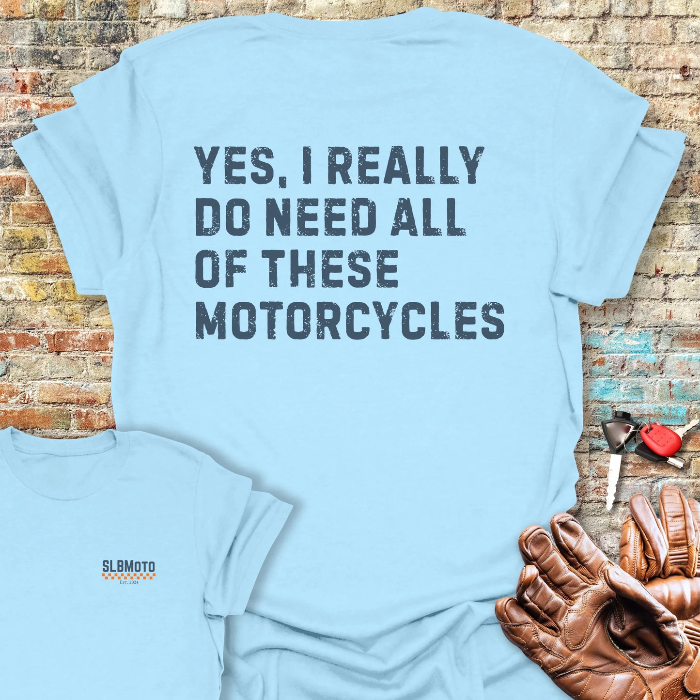 Yes Back Print T-Shirt - Light Blue