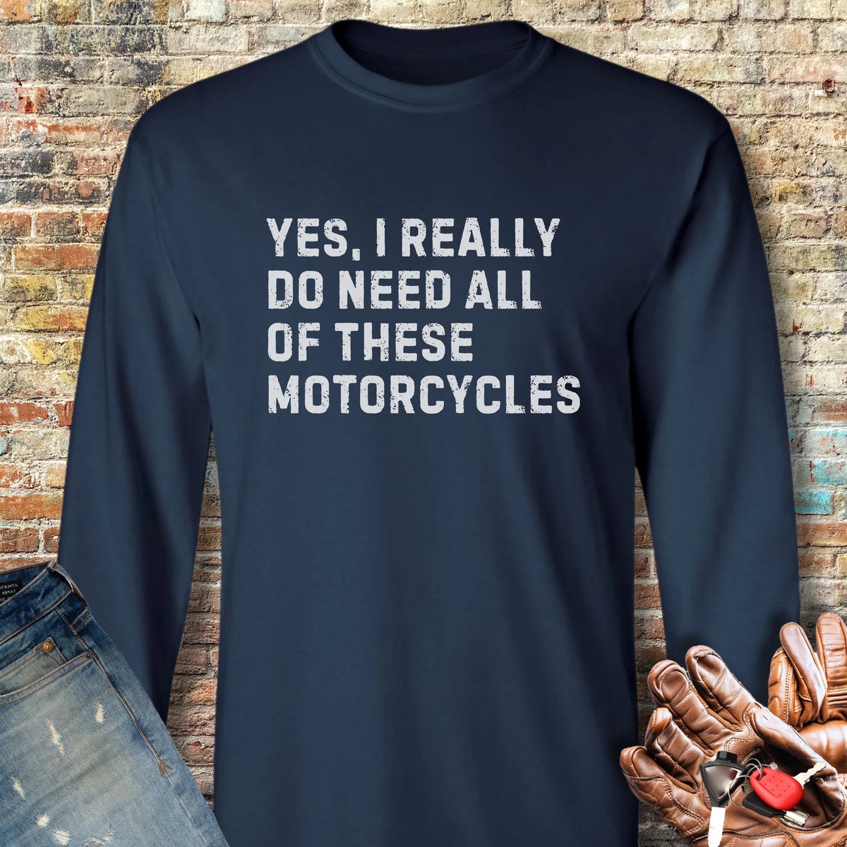Yes Long Sleeve T-Shirt - Navy