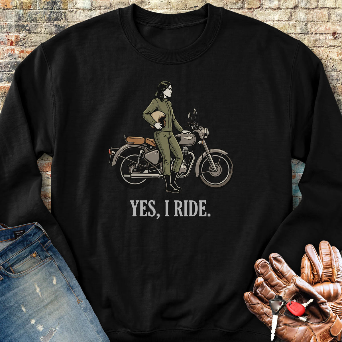 Yes I Ride Sweatshirt - Black