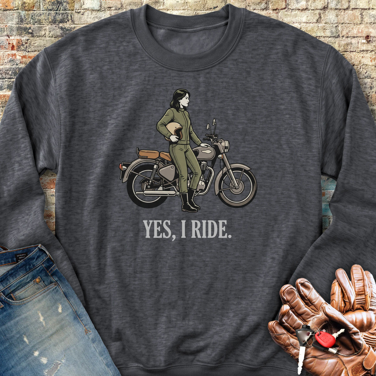 Yes I Ride Sweatshirt - Dark Heather