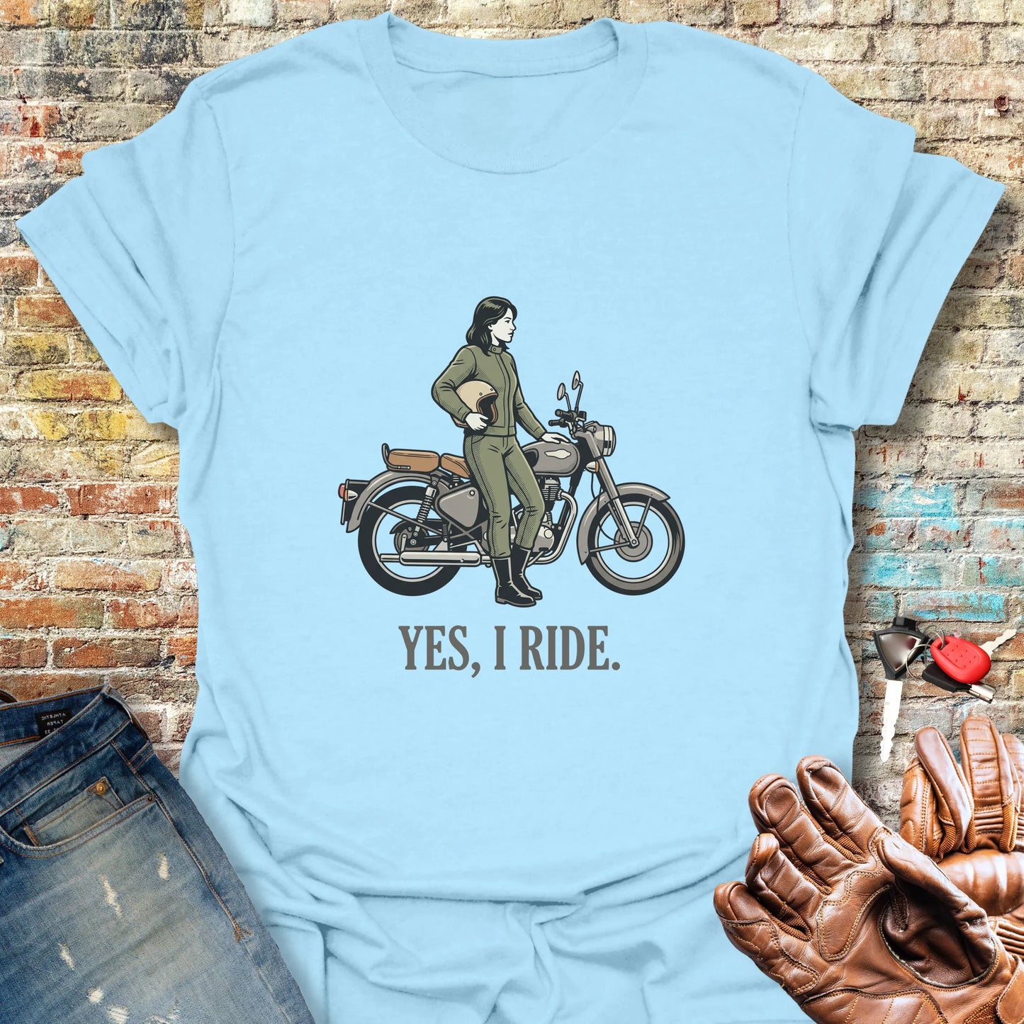 Yes I Ride T-Shirt - Light Blue