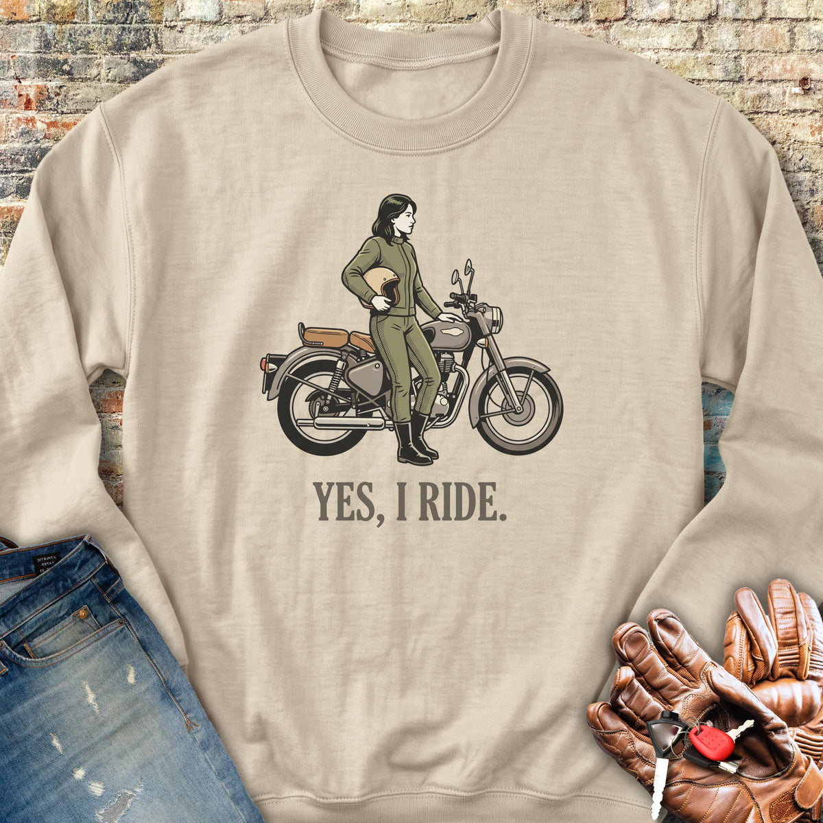 Yes I Ride Sweatshirt - Sand