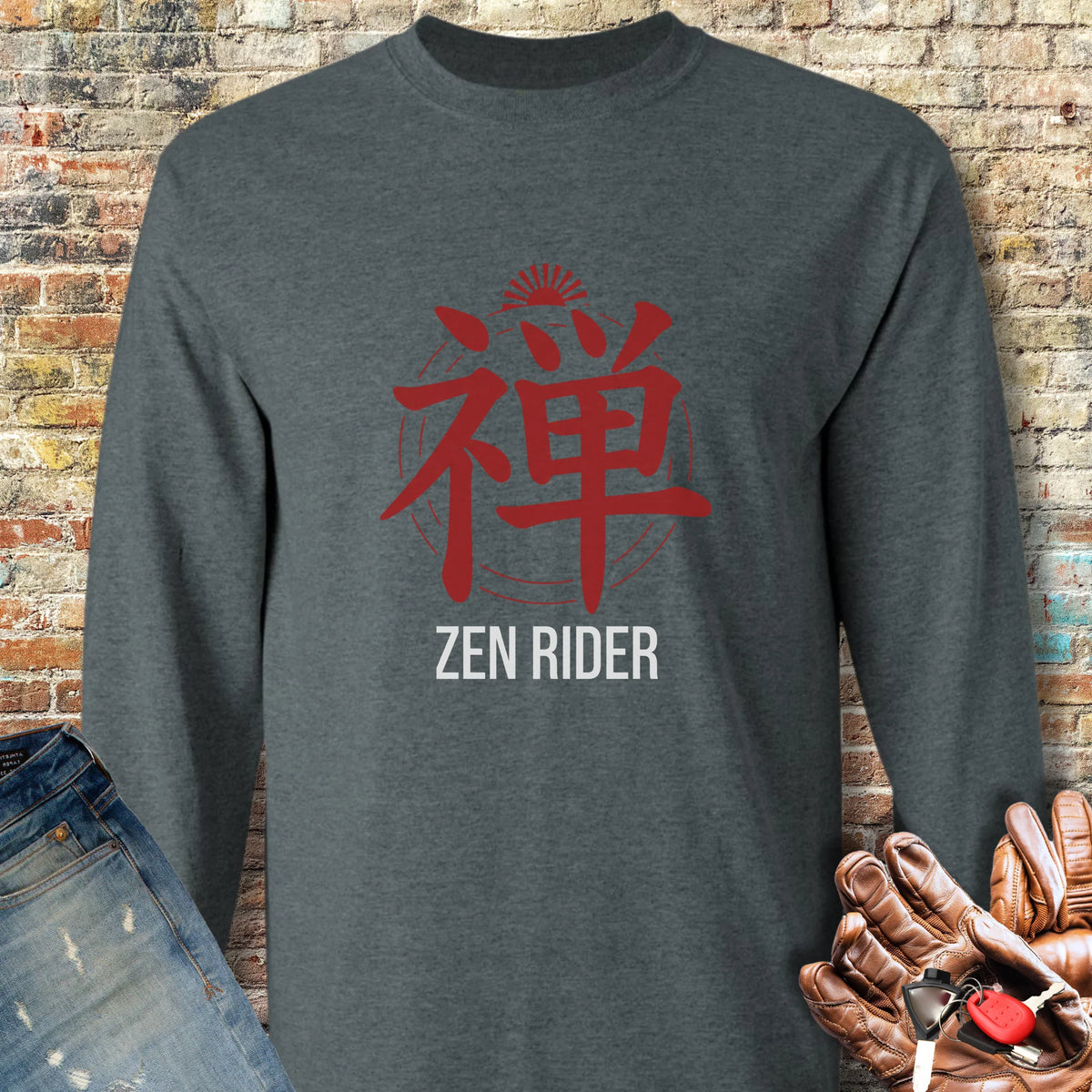 Zen Rider Long Sleeve T-Shirt - Dark Heather