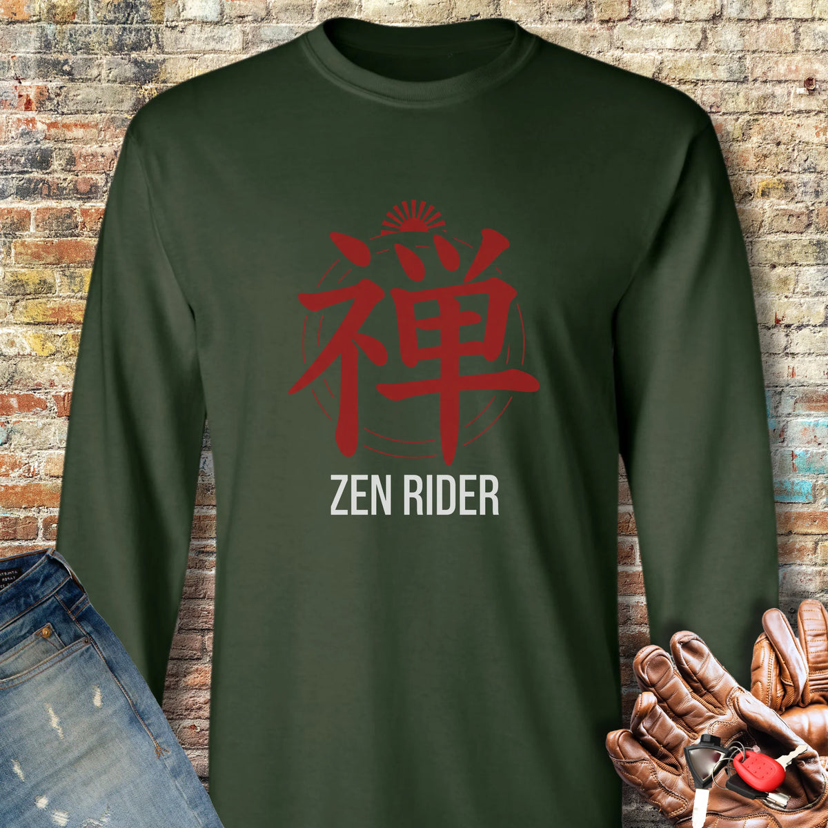 Zen Rider Long Sleeve T-Shirt - Forest Green